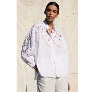 Rails Alister button down shirt too poplin eyelet embroidery Small *FLAW*‎